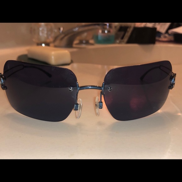 New Chanel Rectangular Rimless Sunglasses Blue - Picture 12 of 12